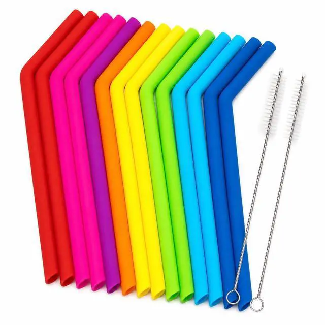 Main image of Reusable Silicone Straws for Tumblers, Smoothies & Kids Drinks 15 Pack Flexible BPA-Free Drinking Straws with 2 Cleaning Brushes Soft on Teeth & Lips Fits 20oz & 30oz Tumblers
