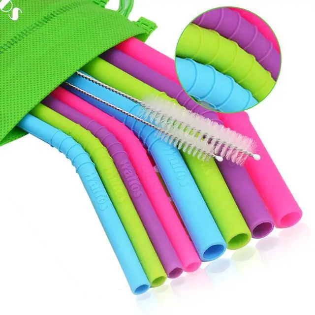 Main image of Reusable Silicone Straw - 2 Size Flexible Drinking Bendy Straws for Smoothies/20 & 30 oz Tumblers, BPA Free (4 Wide Straws + 4 Regular Straw + 2 Cleaning Brushes Excluding storage bag