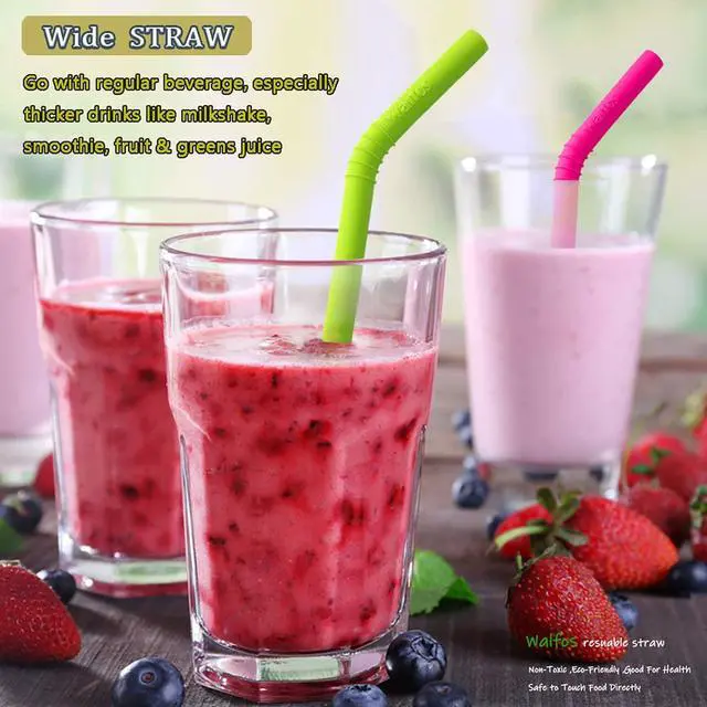 Alt view image 5 of 7 - Reusable Silicone Straw - 2 Size Flexible Drinking Bendy Straws for Smoothies/20 & 30 oz Tumblers, BPA Free (4 Wide Straws + 4 Regular Straw + 2 Cleaning Brushes Excluding storage bag