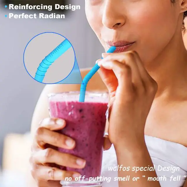 Alt view image 6 of 7 - Reusable Silicone Straw - 2 Size Flexible Drinking Bendy Straws for Smoothies/20 & 30 oz Tumblers, BPA Free (4 Wide Straws + 4 Regular Straw + 2 Cleaning Brushes Excluding storage bag