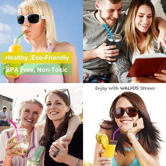 Alt view image 7 of 7 - Reusable Silicone Straw - 2 Size Flexible Drinking Bendy Straws for Smoothies/20 & 30 oz Tumblers, BPA Free (4 Wide Straws + 4 Regular Straw + 2 Cleaning Brushes Excluding storage bag