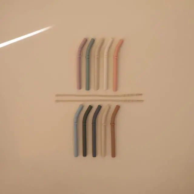Alt view image 3 of 7 - Silicone Replacement Straws for Babies 6 months+ | 5 Pack | 4.75" Long with Cleaning Brush (Petal)