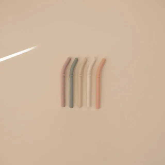 Alt view image 2 of 7 - Silicone Replacement Straws for Babies 6 months+ | 5 Pack | 4.75" Long with Cleaning Brush (Petal)