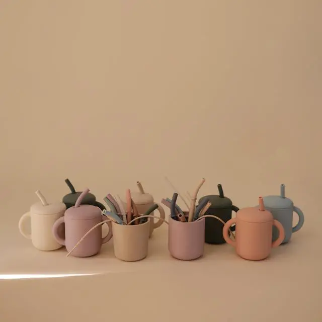 Alt view image 4 of 7 - Silicone Replacement Straws for Babies 6 months+ | 5 Pack | 4.75" Long with Cleaning Brush (Petal)