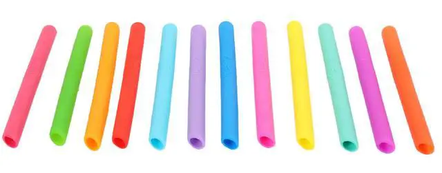 Alt view image 3 of 7 - Kids Straws , Pack of 12, Toddler Silicone Wide Straws Colorful with Cleaning Brush For Smoothie, Milkshake, Juice, Ice Shake, Bubble Tea, Ice Tea, Thick Shake, Boba Tea, Cold Brew