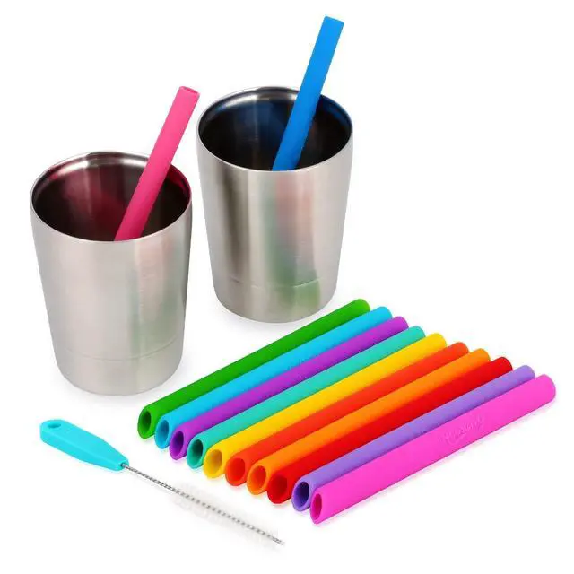 Alt view image 4 of 7 - Kids Straws , Pack of 12, Toddler Silicone Wide Straws Colorful with Cleaning Brush For Smoothie, Milkshake, Juice, Ice Shake, Bubble Tea, Ice Tea, Thick Shake, Boba Tea, Cold Brew