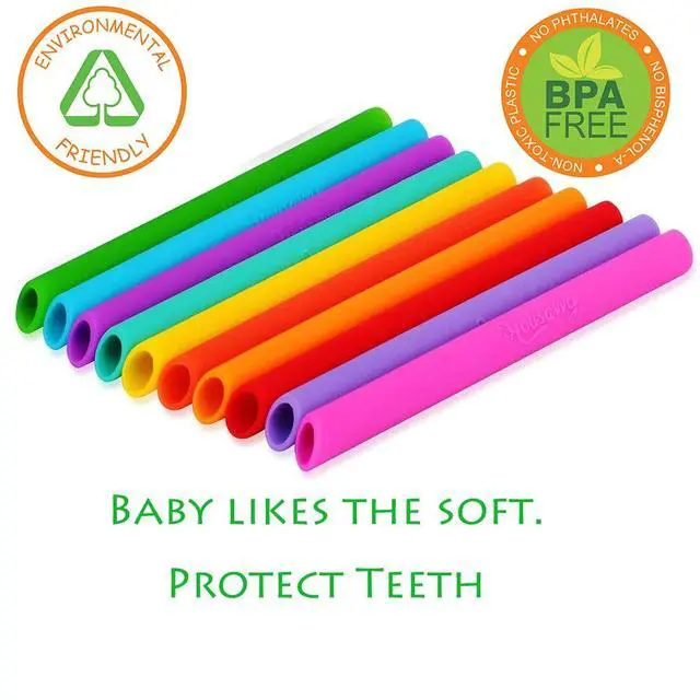 Alt view image 5 of 7 - Kids Straws , Pack of 12, Toddler Silicone Wide Straws Colorful with Cleaning Brush For Smoothie, Milkshake, Juice, Ice Shake, Bubble Tea, Ice Tea, Thick Shake, Boba Tea, Cold Brew