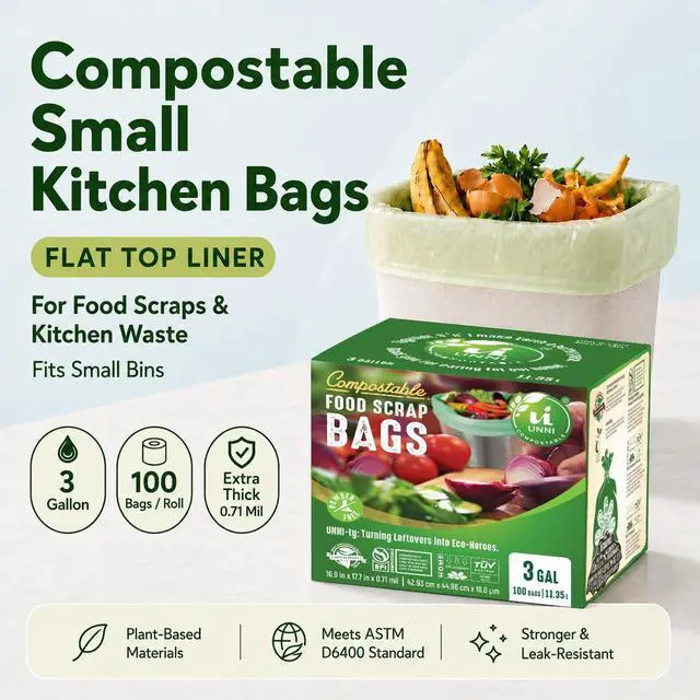 Alt view image 2 of 7 - 3 Gallon Compost Bags for Countertop Bin, 100 CT, Extra Thick 0.71 Mil