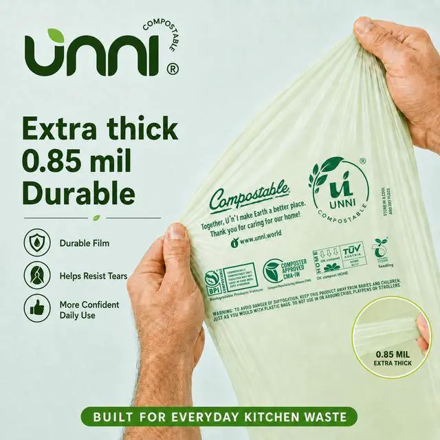 Alt view image 5 of 7 - 8 Gallon Compostable Bags, 50 Count, 30 Liter, Extra Thick 0.85 Mil