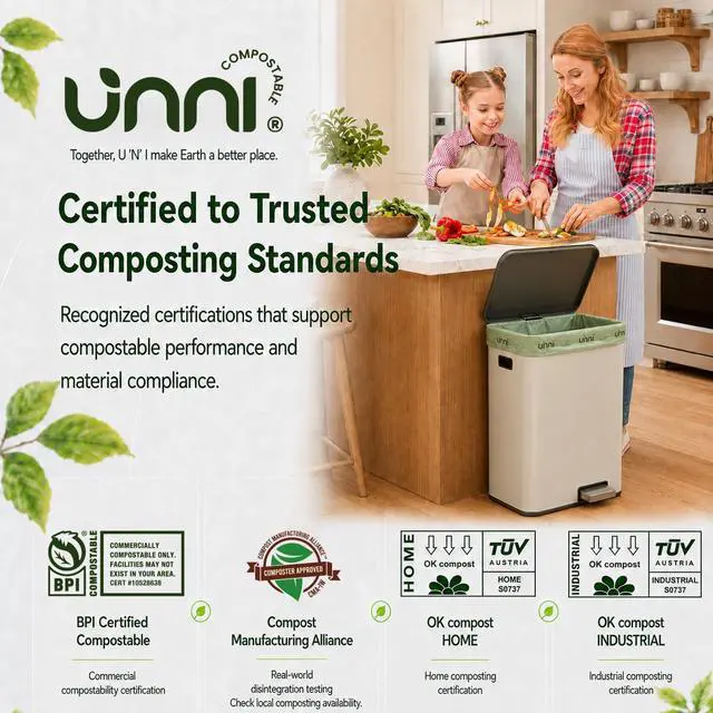 Alt view image 7 of 7 - 8 Gallon Compostable Bags, 50 Count, 30 Liter, Extra Thick 0.85 Mil