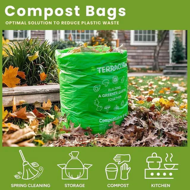 Alt view image 5 of 7 - 13 Gallon Compostable Trash Bags, 40 Bags Compost Bags for Countertop Bin, Camping Toilet Bags for Portable Toilet, BPI Certified and Meet The ASTM D6400 Standard