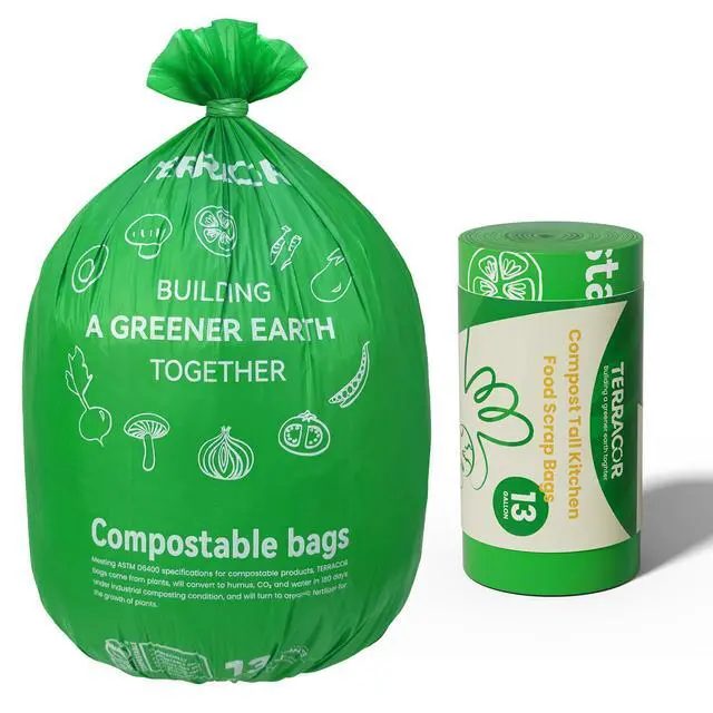 Alt view image 4 of 7 - 13 Gallon Compostable Trash Bags, 40 Bags Compost Bags for Countertop Bin, Camping Toilet Bags for Portable Toilet, BPI Certified and Meet The ASTM D6400 Standard
