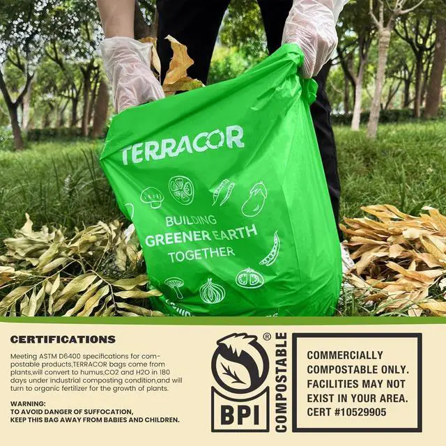Alt view image 6 of 7 - 13 Gallon Compostable Trash Bags, 40 Bags Compost Bags for Countertop Bin, Camping Toilet Bags for Portable Toilet, BPI Certified and Meet The ASTM D6400 Standard