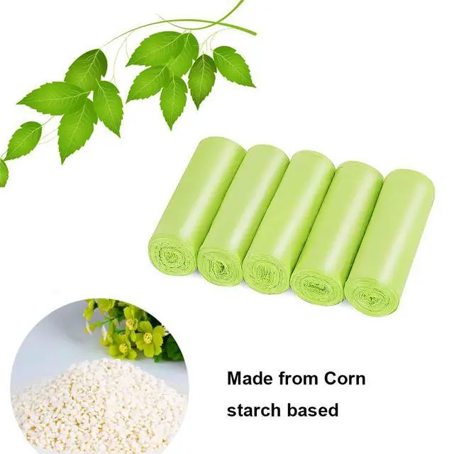 Alt view image 2 of 7 - Trash Bags Biodegradable,4-6 Gallon Trash bags Recycling & Degradable Garbage Bags Compostable Bags Strong Rubbish Bags Wastebasket Liners Bags for Kitchen Bathroom Office Car(100 Counts,Green)