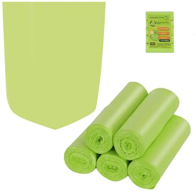 Main image of Trash Bags Biodegradable,4-6 Gallon Trash bags Recycling & Degradable Garbage Bags Compostable Bags Strong Rubbish Bags Wastebasket Liners Bags for Kitchen Bathroom Office Car(100 Counts,Green)