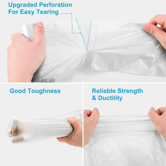 Alt view image 3 of 6 - 4 Gallon Biodegradable-Trash-Bag Small-Garbage-Bags For Bathroom - White Compostable 200 Count Unscented Kitchen Can Liners Office Waste Basket 15L Tiny Recyclable Acqkunlo