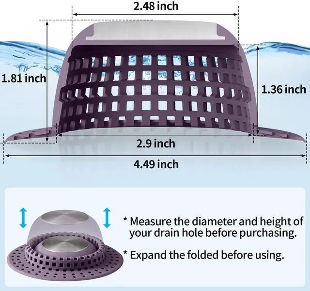 Alt view image 4 of 6 - Shower Drain Hair Catcher Bathtub Drain Cover Sink Drain Protector