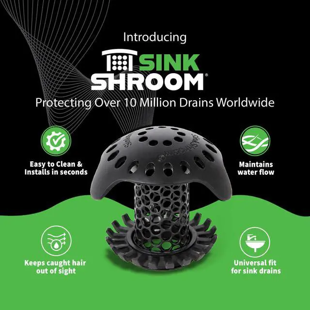 Alt view image 2 of 7 - Ultra Bathroom Sink Drain Protector, Stainless Steel, Matte Black, Hair Catcher with Multiple Drain Adapters