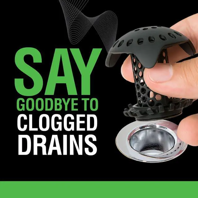 Alt view image 3 of 7 - Ultra Bathroom Sink Drain Protector, Stainless Steel, Matte Black, Hair Catcher with Multiple Drain Adapters