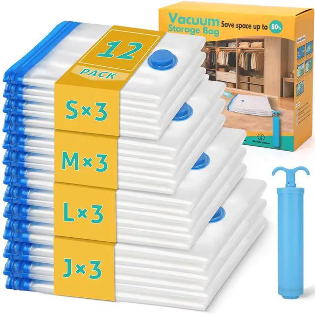 Main image of 12 Pack Travel Vacuum Storage Bags 4 Size(24/28/32/40 Inch) with Pump