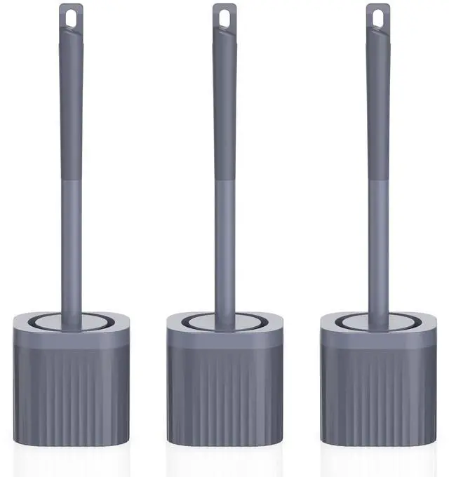 Main image of Toilet Bowl Brush and Holder, 3 Pack Compact Toilet Brush Set with Nylon Bristles Toilet Brush Hidden Scrubber Brushes for Bathroom CleaningBlue
