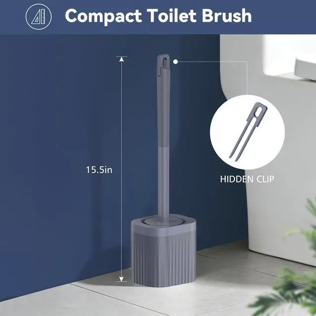 Alt view image 2 of 7 - Toilet Bowl Brush and Holder, 3 Pack Compact Toilet Brush Set with Nylon Bristles Toilet Brush Hidden Scrubber Brushes for Bathroom CleaningBlue