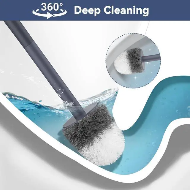 Alt view image 3 of 7 - Toilet Bowl Brush and Holder, 3 Pack Compact Toilet Brush Set with Nylon Bristles Toilet Brush Hidden Scrubber Brushes for Bathroom CleaningBlue