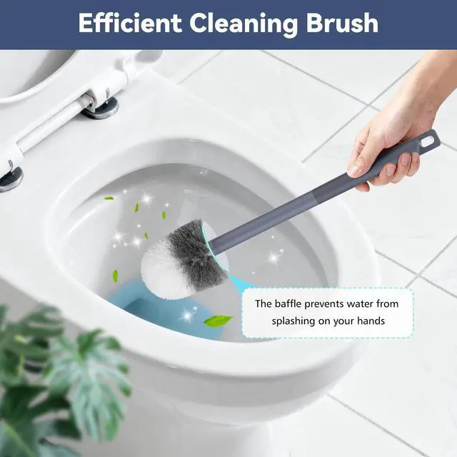 Alt view image 6 of 7 - Toilet Bowl Brush and Holder, 3 Pack Compact Toilet Brush Set with Nylon Bristles Toilet Brush Hidden Scrubber Brushes for Bathroom CleaningBlue