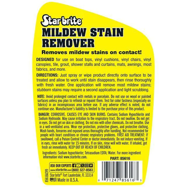 Alt view image 2 of 6 - Professional-Grade Mildew & Mold Stain Remover + Cleaner - Instant Contact Stain Removal, Ideal for Marine & Outdoor Upholstery