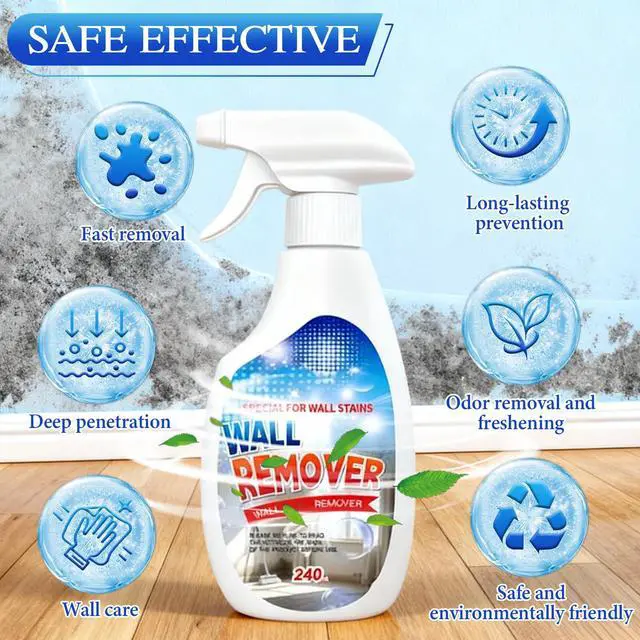 Alt view image 3 of 7 - Highly Effective Removal Spray,Wall Cleaner Spray,Multi-Surface Cleaning Solution,For Wood,Tile,Fabric,Bathrooms,Kitchens,Long-Term Protection