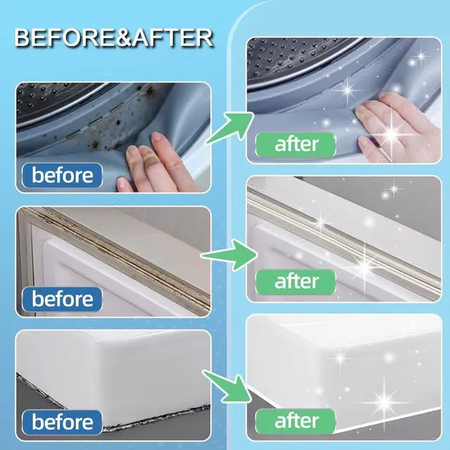 Alt view image 2 of 6 - Mold Stain Cleaning Gel, Washing Machine Cleaner for Front Loader Seal, All-Purpose Gel for Bathroom Grout, Sink, Shower, Caulk, Front Load Washer Cleaning Solution-10 fl oz
