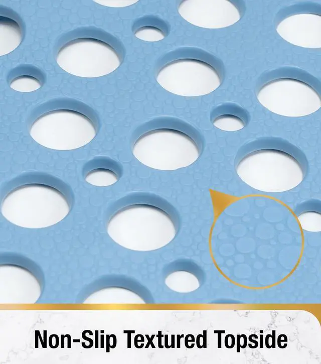 Alt view image 3 of 7 - Bathtub Mat Non Slip, Soft TPE Bath Mat for Tub, Efficient Drainage Bathroom Shower Mat with Suction Cups, Bath Tub Mat, Easy to Clean, 28 x 15 Inch, Blue