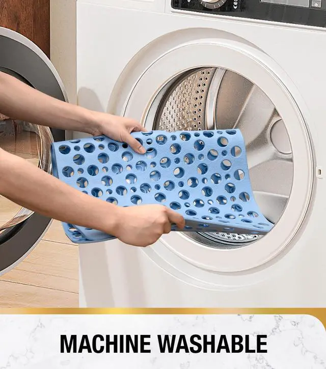 Alt view image 7 of 7 - Bathtub Mat Non Slip, Soft TPE Bath Mat for Tub, Efficient Drainage Bathroom Shower Mat with Suction Cups, Bath Tub Mat, Easy to Clean, 28 x 15 Inch, Blue