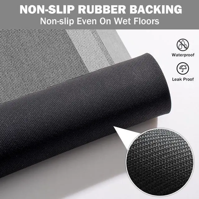 Alt view image 5 of 7 - Non Slip Bath Mat Thin Bathroom Rugs Fit Under Door Grey 16"x 24"
