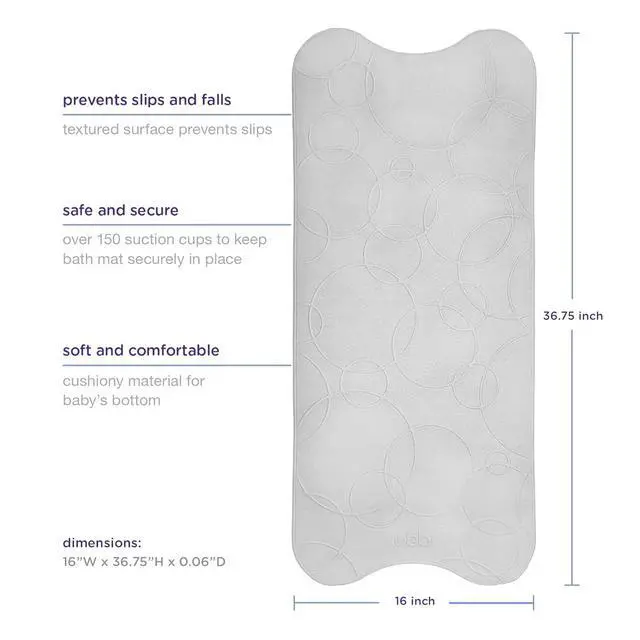 Alt view image 3 of 7 - Cushioned Non-Slip Bath Mat for Baby, Powerful Suction Cups, Baby Bathtub Time Essentials, Gray