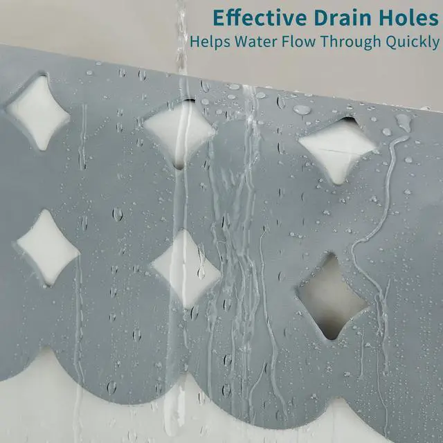 Alt view image 7 of 7 - Bathtub Mat Non Slip: Extra Long Rubber Bath Mat for Tub with Strong Suction Cups 15.4" x 37.8" Anti Slip Shower Mat, Big Drain Holes Bathroom Mats for Tub & Shower, Circle-Grey