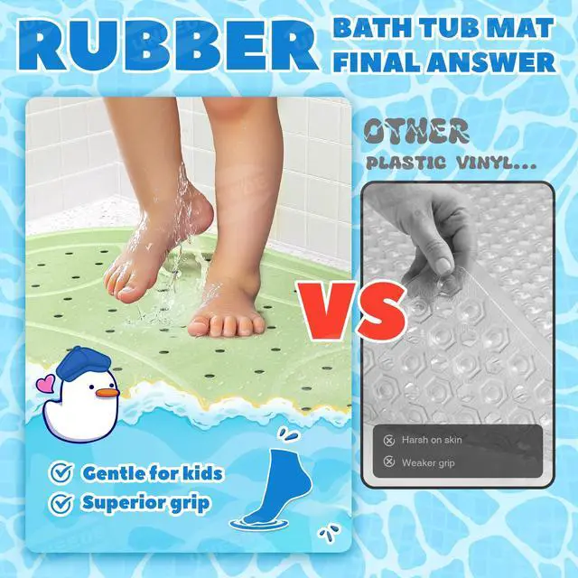 Alt view image 2 of 7 - Kids Bathtub Mat Non Slip, Soft Rubber Shower Mat for Toddler