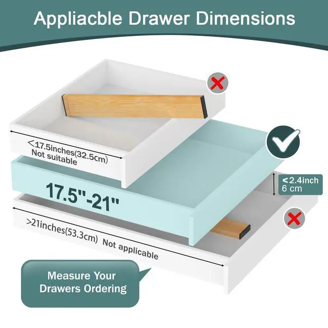 Alt view image 4 of 7 - Kitchen Drawer Dividers 4 Pack Adjustable Bamboo Drawer Organizer