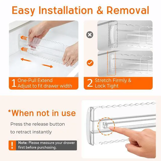 Alt view image 6 of 7 - 4 Pack 4" High Drawer Dividers for Clothes, 10.2"-16.5" Expandable