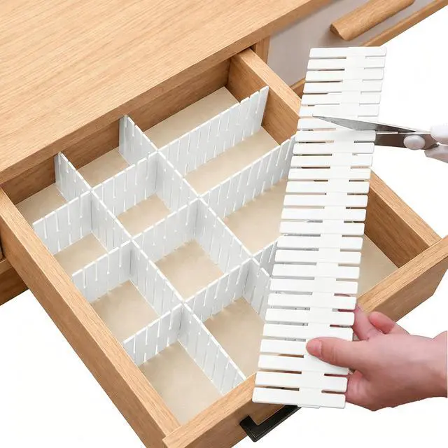 Main image of Adjustable Drawer Dividers, Cut-to-Fit DIY Organizers, White,16 Pack