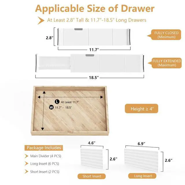 Alt view image 2 of 7 - Upgrade Adjustable Drawer Divider Organizer(2.8 * 11.7-18.5")
