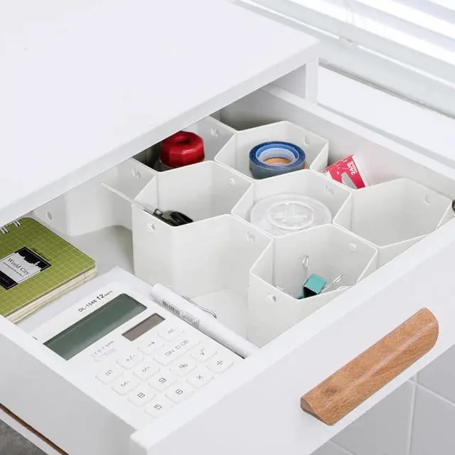 Alt view image 4 of 6 - Drawer Divider Organizer Adjustable DIY Grid Honeycomb Drawer Divider for Underwear Belt Scarf Socks White