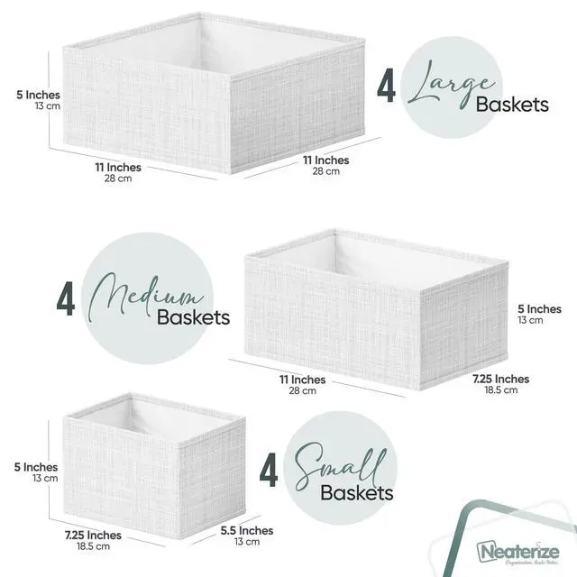 Alt view image 2 of 6 - Drawer Organizer Clothes Set of 12 White-Grey - Dresser Organizer For Nursery, Bedroom, Closet - Perfect Baby Clothes Organizer and Storage & General Nursery Organization or Dresser Drawer Organizers