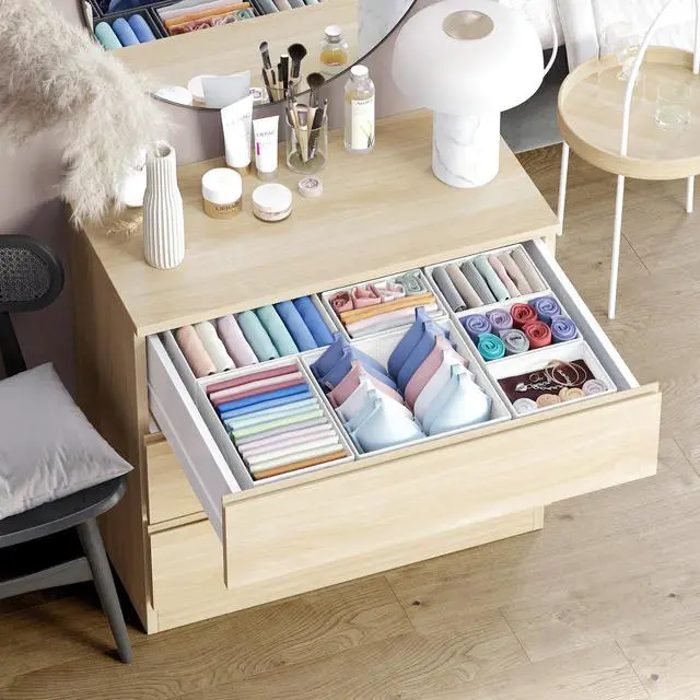 Alt view image 5 of 6 - Drawer Organizer Clothes Set of 12 White-Grey - Dresser Organizer For Nursery, Bedroom, Closet - Perfect Baby Clothes Organizer and Storage & General Nursery Organization or Dresser Drawer Organizers
