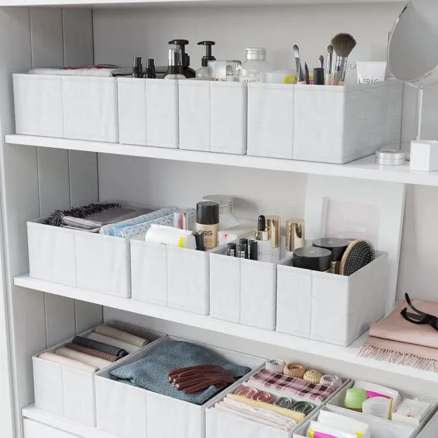 Alt view image 6 of 6 - Drawer Organizer Clothes Set of 12 White-Grey - Dresser Organizer For Nursery, Bedroom, Closet - Perfect Baby Clothes Organizer and Storage & General Nursery Organization or Dresser Drawer Organizers