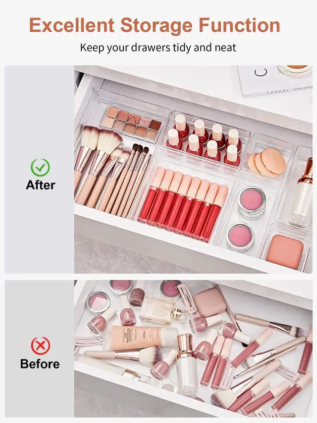 Alt view image 4 of 7 - 13 PCS Drawer Organizer 5-Size Desk Makeup Drawer Organizer Clear