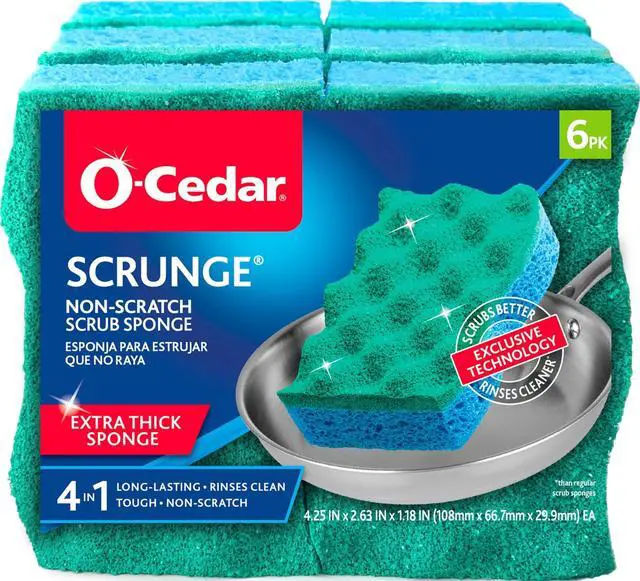 Main image of Scrunge Multi-Use Scrub Sponge (Pack of 6) | Non-Scratch, Odor-Resistant, All-Purpose Scrubbing Sponge | Safely Cleans All Hard Surfaces in Kitchen & Bathroom