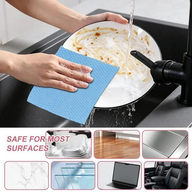 Alt view image 3 of 7 - 15 Pcs Disposable Dish Cloths, Kitchen Cleaning Cloths, Blue, 13.8x15.7 in
