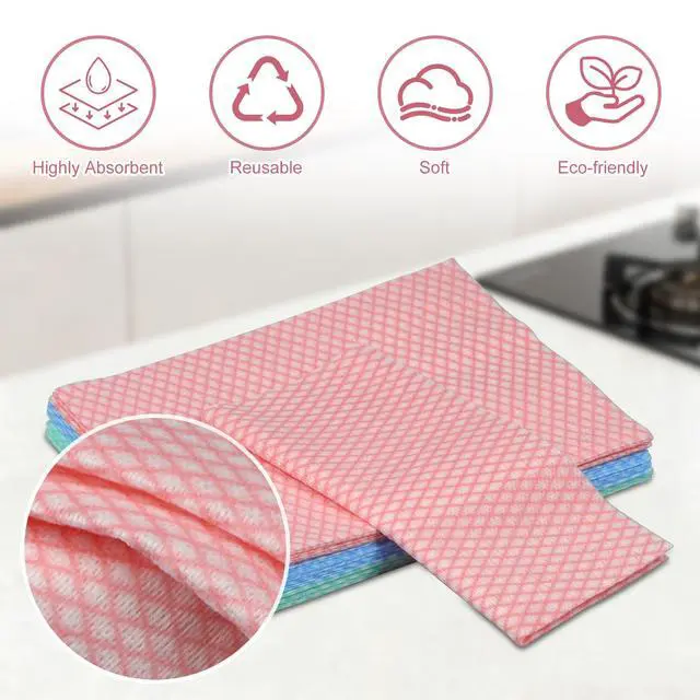 Alt view image 5 of 7 - 15 Pcs Disposable Dish Cloths, Kitchen Cleaning Cloths, Blue, 13.8x15.7 in