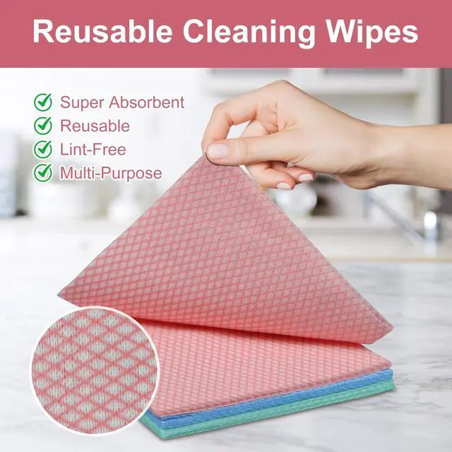 Alt view image 4 of 7 - 15 Pcs Disposable Dish Cloths, Kitchen Cleaning Cloths, Blue, 13.8x15.7 in